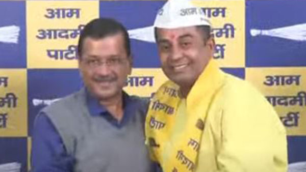 Two-time BJP MLA Anil Jha joins AAP in presence of Arvind Kejriwal