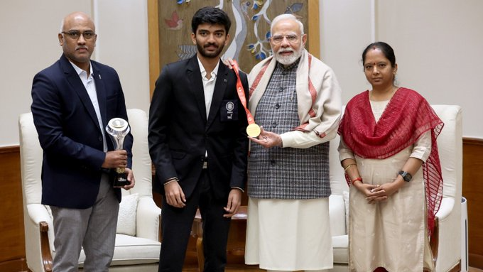 Modi lauds determination of Chess champion Gukesh D