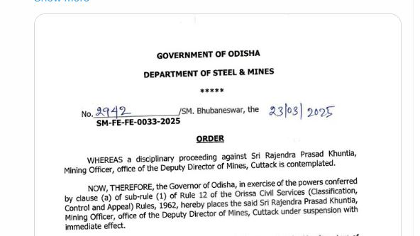 Mining officer suspended in Odisha