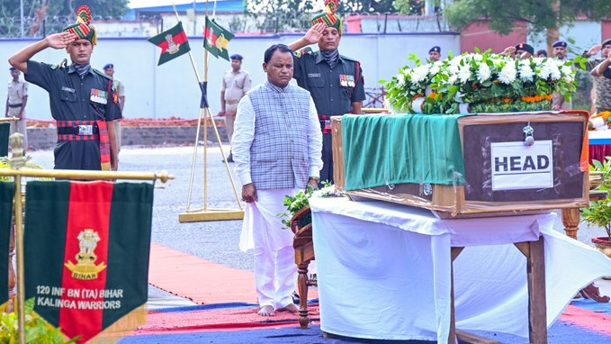 Mortal Remains of Jawan Raj Kishore Munda Arrives in Bhubaneswar