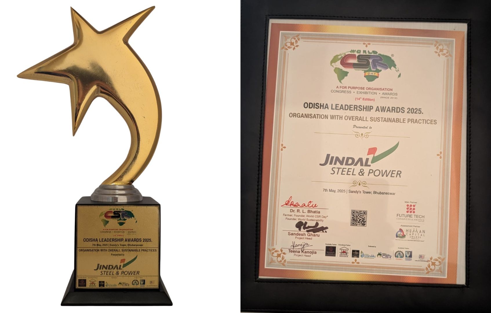 Jindal Foundation honoured for ‘Overall Sustainable Practices’ at Odisha Leadership Summit