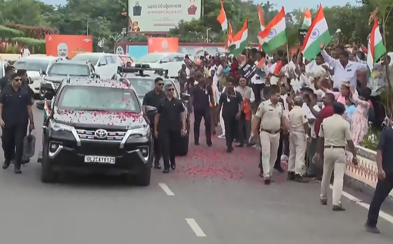 PM Modi arrives to celebrate one year of BJP govt in Odisha