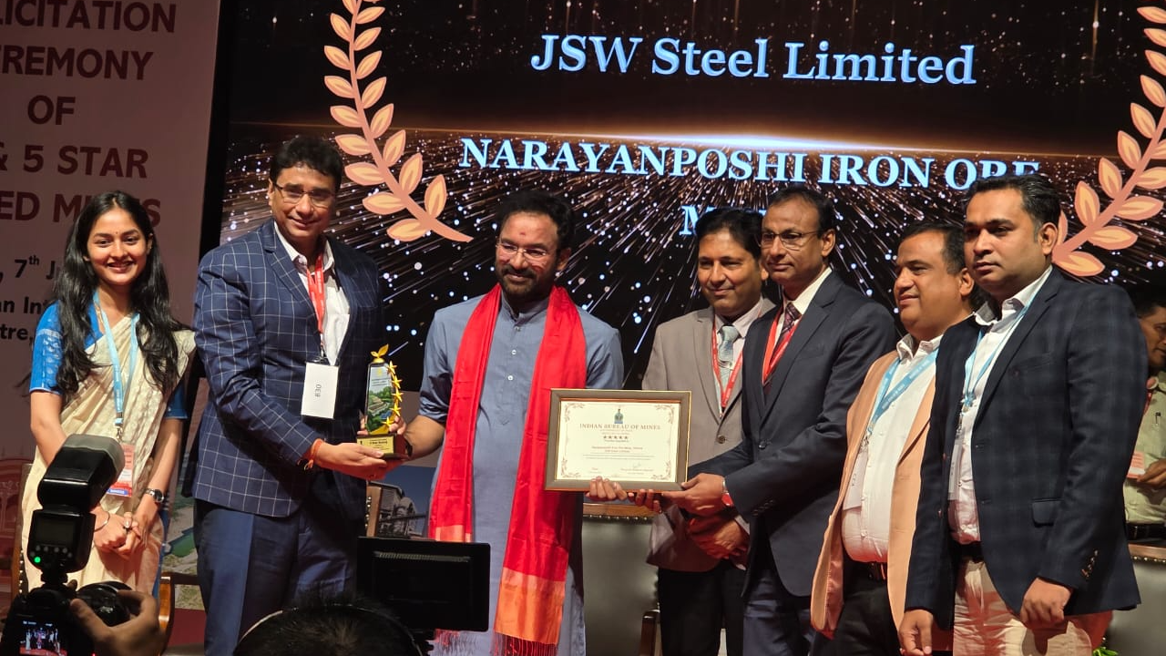 JSW Steel’s Narayanposhi Mines  honoured with 5-star award