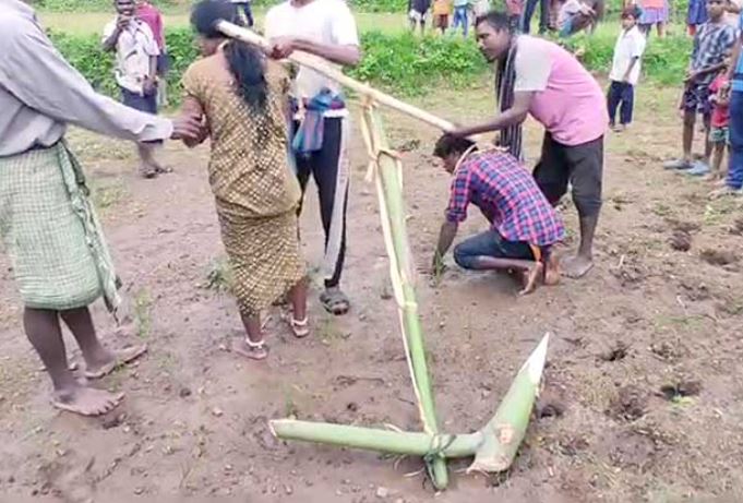 Odisha couple forced to plough field like oxen