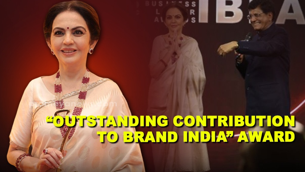 Nita Mukesh Ambani receives "Outstanding Contribution to Brand India" award at CNBC-TV18 India Business Leader Awards 2024