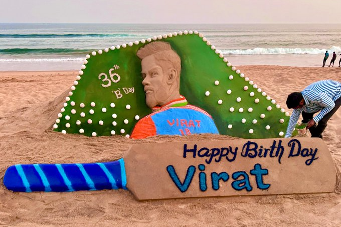 Sand artist Sudarsan Pattnaik creates 5ft high sculpture of Virat Kohli on birthday