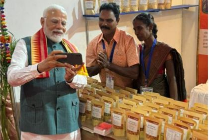 PM Modi captures moment of joy with selfie; connects with tribal couple at Janajatiya Gaurav Diwas in Bihar