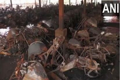 Over 150 two-wheelers gutted in fire at Cantt railway station in Varanasi