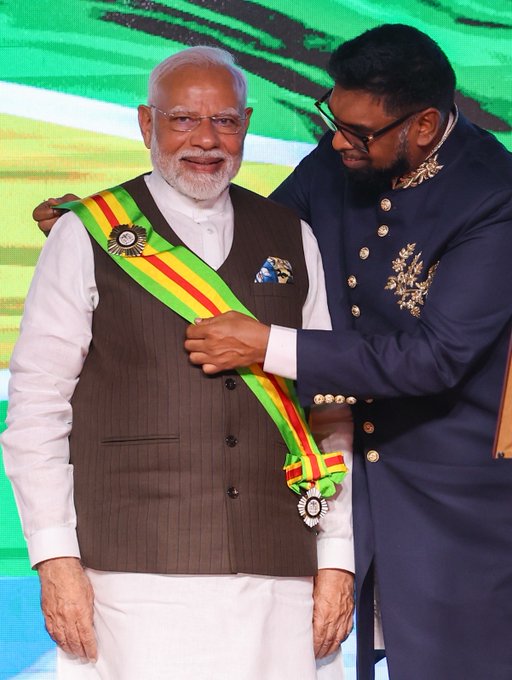 PM Modi conferred with the Order of Excellence of Guyana