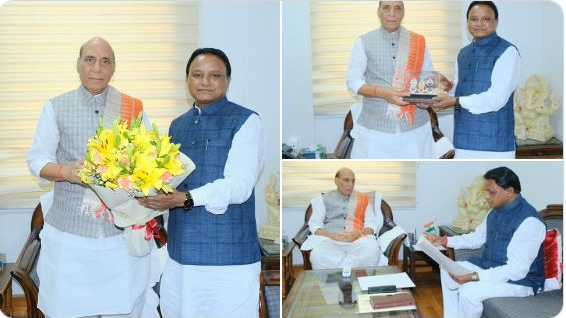 Odisha CM Majhi calls on Defence Minister Rajnath Singh 