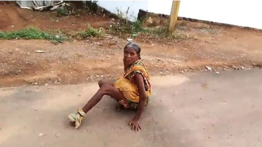 Elderly woman with deformed leg in Odisha drags herself  2 km for old age pension: Takes a pity ride back to home in tractor-trolley!