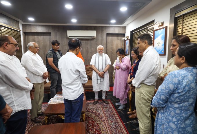 Ahmedabad Plane Crash: PM meets bereaved family of Vijay Rupani