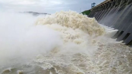 Season's first floodwater released from Hirakud Dam through 12 gates