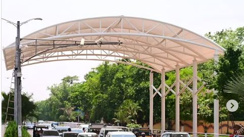 Permanent white canopy installed at AG Square to offer relief to commuters