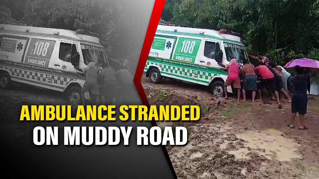 Ambulance stranded in muddy road while responding to medical emergency